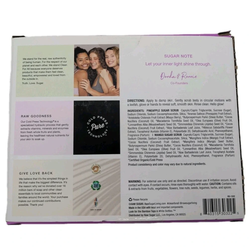 Raw Sugar Sugar Scrub Set‎ 3 Jar Skin Treatment